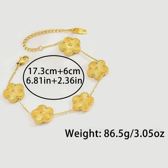 Gold-Toned Stainless Steel Flower Motif Bracelet - Picture 5 of 5